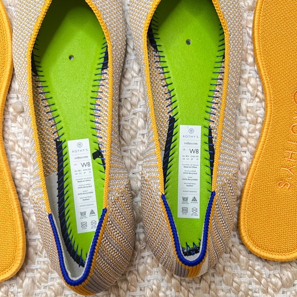 Rothys Rounded Toe Mesh knit Flats, Dandelion Triple Stitch. Size 8 Women Shoes - Picture 5 of 10